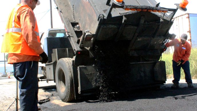 Road paving.